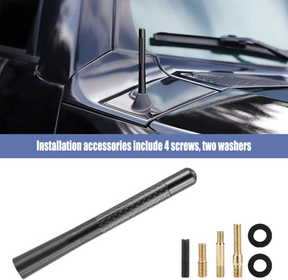 Universal Car Antenna Mast Carbon Fiber Truck Vehicle Replacement Short Antenna 4.7 inch Compatible with Ford, Dodge, Jeep, Toyota, Nissan, Mazda
