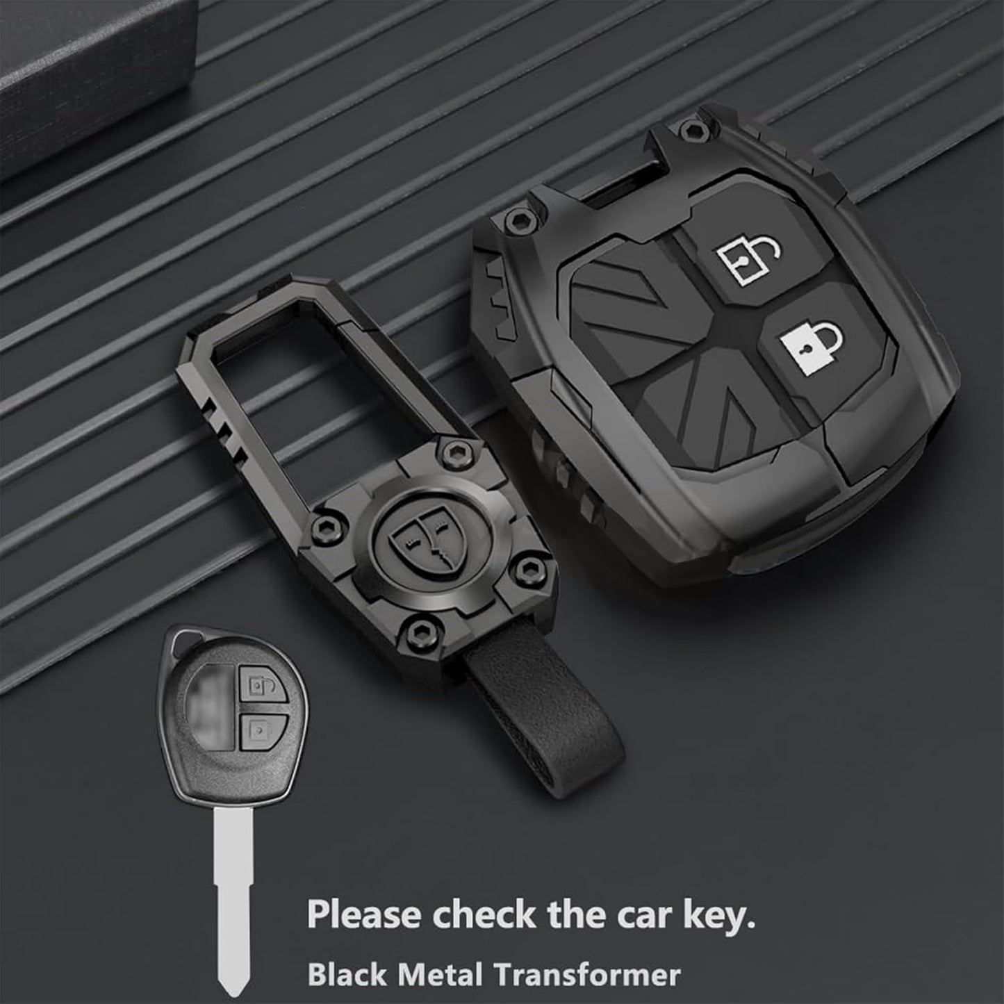 Premium Metal Black Transformer Series Soft Silicon Key Cover for Maruti Suzuki