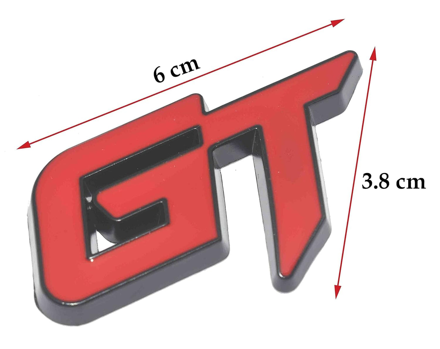 GT Car Badge 3D Logo Metal Emblem Automotive Sticker Decal Flexes to Cars, Motorcycles, Laptops, Windows, Any Smooth Surface 6 cm X 3.8 cm Red & Silver