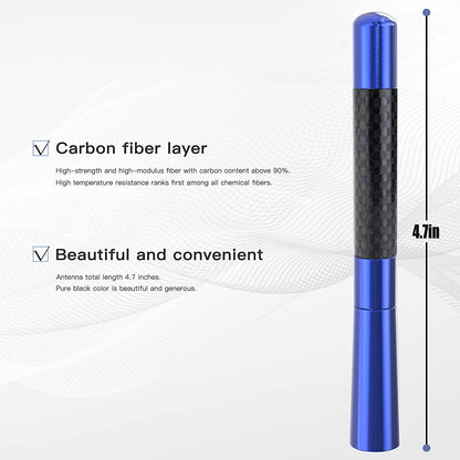 Universal Car Antenna Mast Carbon Fiber Truck Vehicle Replacement Short Antenna 4.7 inch Compatible with Ford, Dodge, Jeep, Toyota, Nissan, Mazda