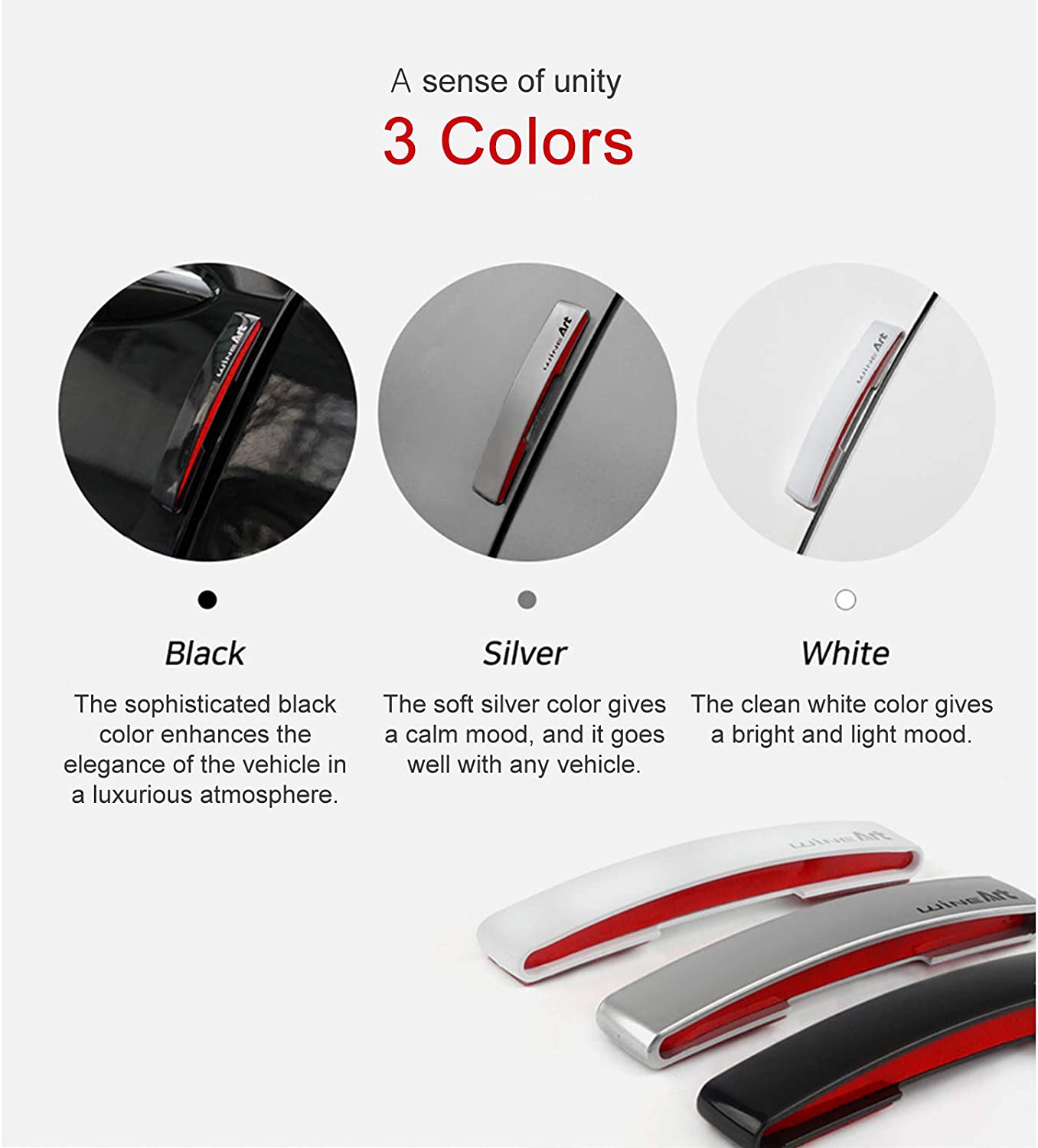 Autoban 4Pcs Car Side Door Edge Guard Anti-Scratch Protector/High Intensity Reflector/Arched Three-Dimensional Design/Elastic EVA Material