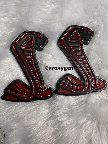 Caroxygen Snake Fender Side Emblems Pair for 2020-2021 Ford Mustang Shelby GT500 (red and Black)