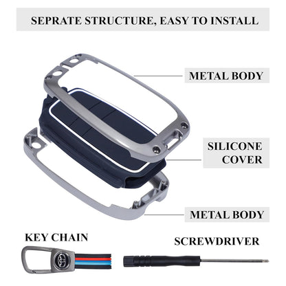 Metal key cover for Toyota Innova Hycross | Fortuner | Hilux | Innova Crysta | Fortuner Legender | Land Cruiser | Suzuki Invicto Smart Key (2 Button)