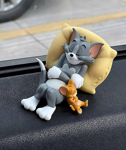 Caroxygen Tom & Jerry Cute Sleeping Car Interior Accessory â€“ Adorable Cartoon Character Toy for Dashboard, Table Top or Gift Set | Pack of 1 PVC Material | car Accessories 2025