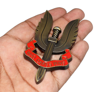 3D Metal Chrome SAS Who Dares Wins Car Trunk Fender Emblem Badge Decal Sticker for All Cars, Bikes, Metal (Gun Metal)