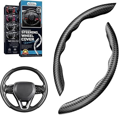 Steering Wheel Cover Carbon Fiber Steering Wheel Cover Car Steering Wheel Cover for Men/Women, Anti-Slip Comfortable Grip, Durable (Carbon Steering Grip)