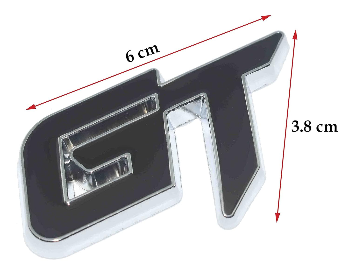 GT Car Badge 3D Logo Metal Emblem Automotive Sticker Decal Flexes to Cars, Motorcycles, Laptops, Windows, Any Smooth Surface 6 cm X 3.8 cm Red & Silver