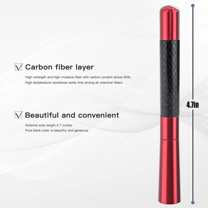 Universal Car Antenna Mast Carbon Fiber Truck Vehicle Replacement Short Antenna 4.7 inch Compatible with Ford, Dodge, Jeep, Toyota, Nissan, Mazda