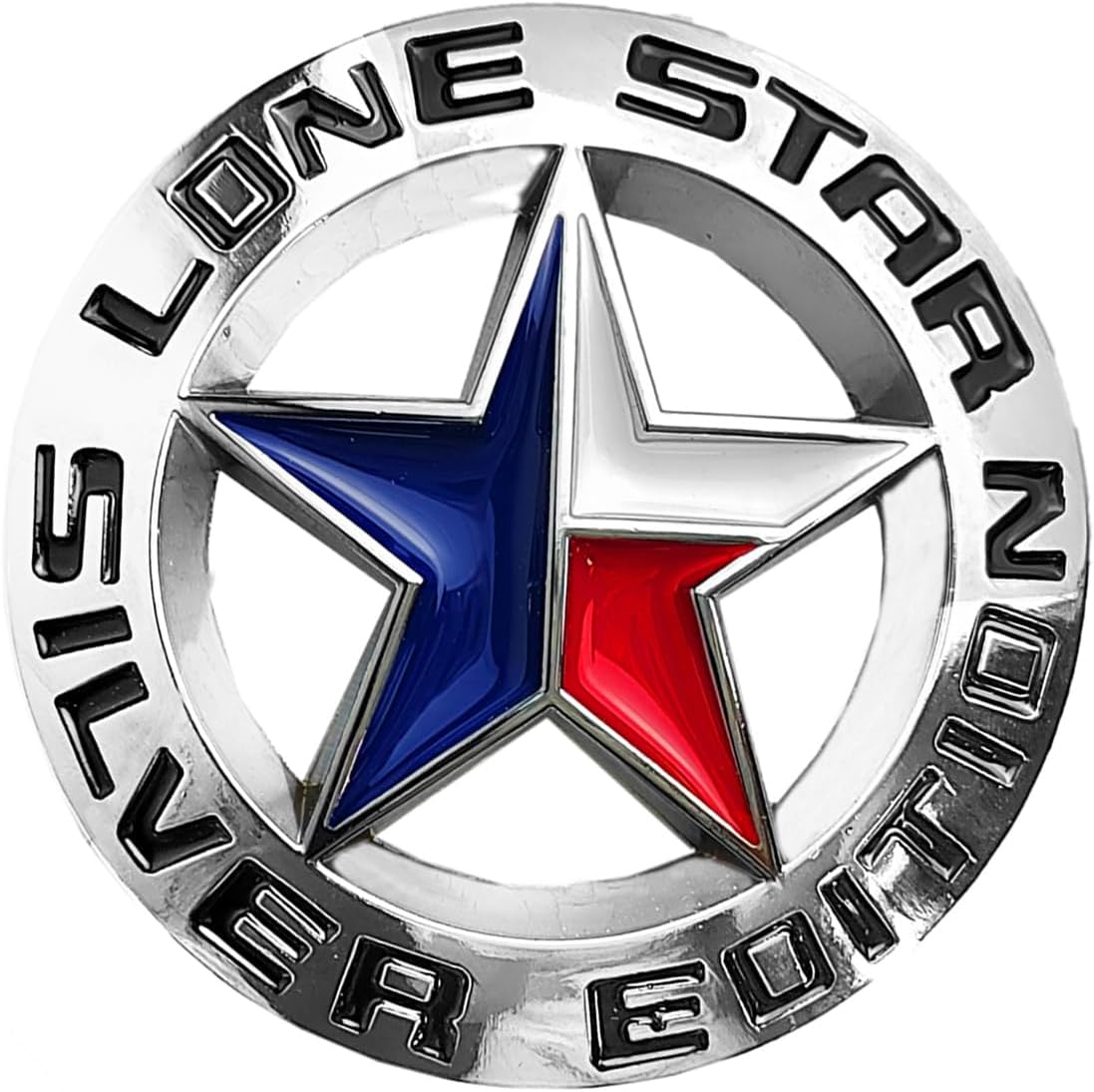 Caroxygen Lone Star Silver Edition Emblem Lone Star Badge Silver Edition Lone Star Decal Lone Star Sticker Fit for Universal Pickup 1 Piece Metal Black Chrome