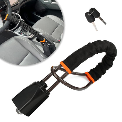 Car Steering Wheel Lock, Heavy Duty Safety Belt Buckle Attachment Steel Car Wheel Lock, Alloy Lock Core Steering Wheel Lock with 3 Keys Car Lock Anti Theft for Truck, SUV, Van, Hatchback