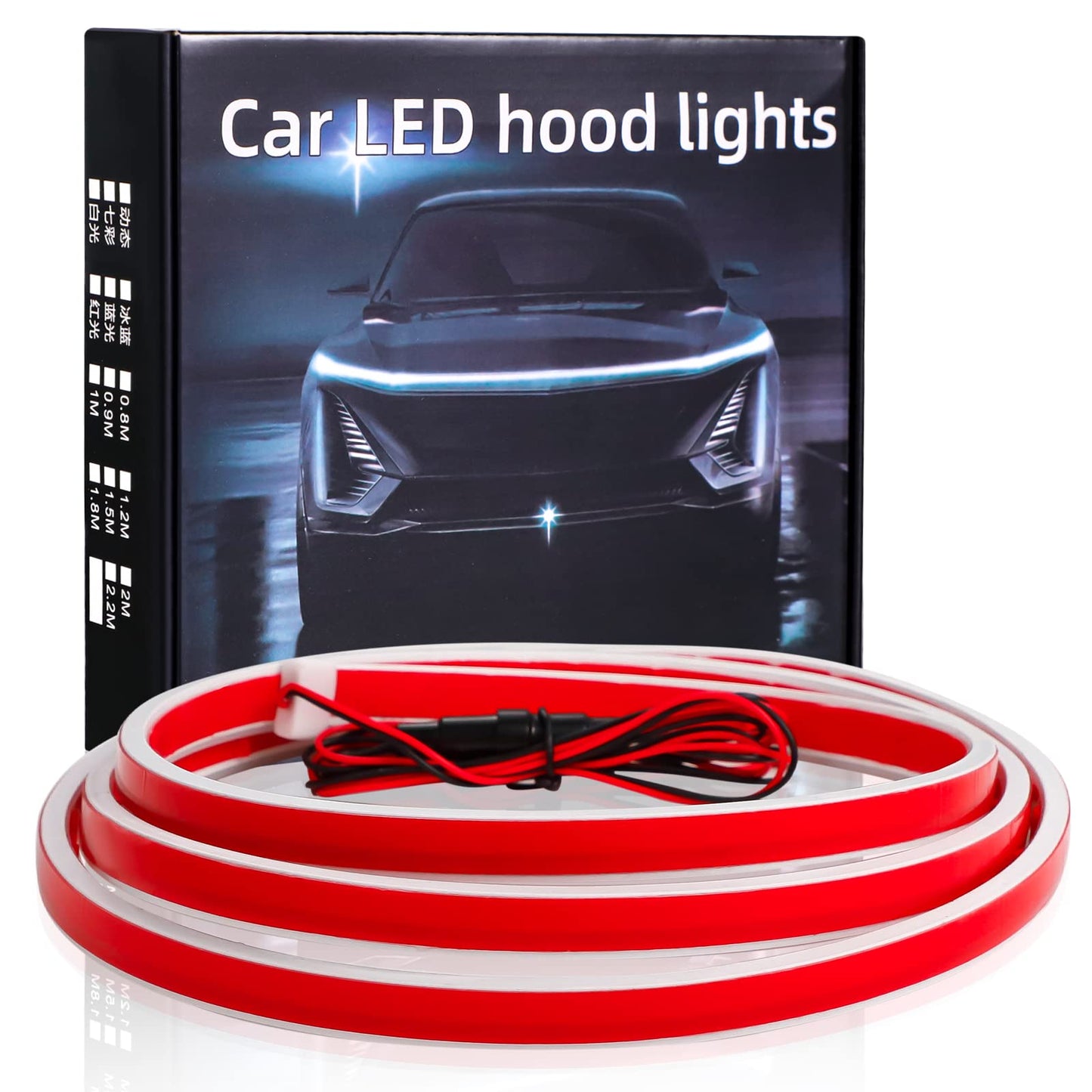 Car Led Lights Exterior Car Hood Light Strip 70 inch (1.8M) Multicolors 12V 108 LEDs Daytime Running Light for SUV, Truck, APP & Remote Control Car Engine Cover Decoration Headlight 1Pcs