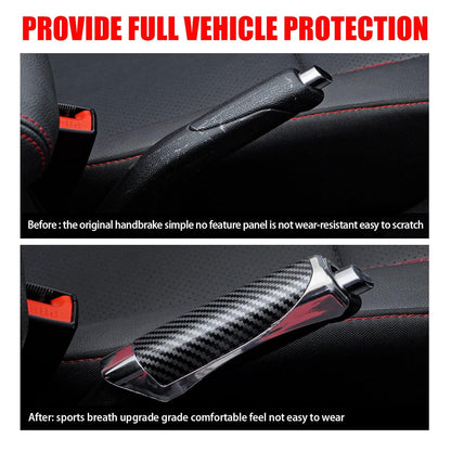Car Handbrake Cover, 4.9" x 1.3" Universal Handbrake Decorative Cap, ABS Auto Comfortable Grip Handbrake Cover, Compatible with Most Vehicle Knob Handbrake Guards (Carbon Fiber Black)