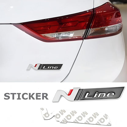 3D Raised N Line Metal Monogram Emblem Badge Sticker for All Cars & Bikes