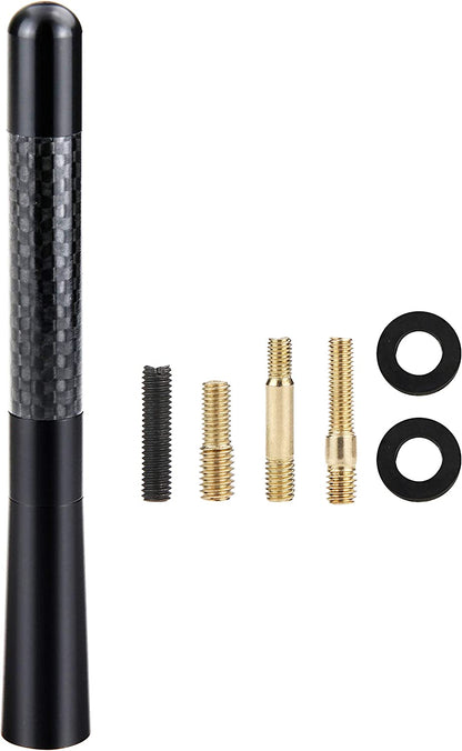 Universal Car Antenna Mast Carbon Fiber Truck Vehicle Replacement Short Antenna 4.7 inch Compatible with Ford, Dodge, Jeep, Toyota, Nissan, Mazda