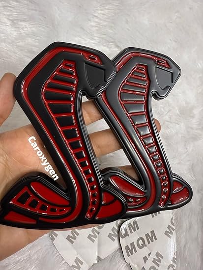Caroxygen Snake Fender Side Emblems Pair for 2020-2021 Ford Mustang Shelby GT500 (red and Black)