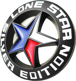 Caroxygen Lone Star Silver Edition Emblem Lone Star Badge Silver Edition Lone Star Decal Lone Star Sticker Fit for Universal Pickup 1 Piece Metal Black Chrome