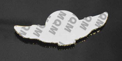 Winged King Crown Emblem Sticker for All Cars, Bikes, Metal (Silver with Red) Size: 11cm x 4.5cm x 2mm