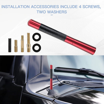 Universal Car Antenna Mast Carbon Fiber Truck Vehicle Replacement Short Antenna 4.7 inch Compatible with Ford, Dodge, Jeep, Toyota, Nissan, Mazda