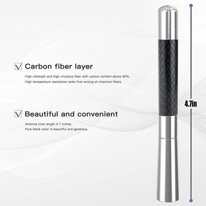 Universal Car Antenna Mast Carbon Fiber Truck Vehicle Replacement Short Antenna 4.7 inch Compatible with Ford, Dodge, Jeep, Toyota, Nissan, Mazda