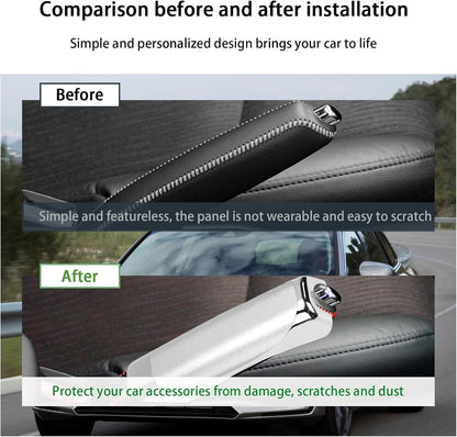 Car Handbrake Cover, 4.9" x 1.3" Universal Handbrake Decorative Cap, ABS Auto Comfortable Grip Handbrake Cover, Compatible with Most Vehicle Knob Handbrake Guards (Carbon Fiber Black)