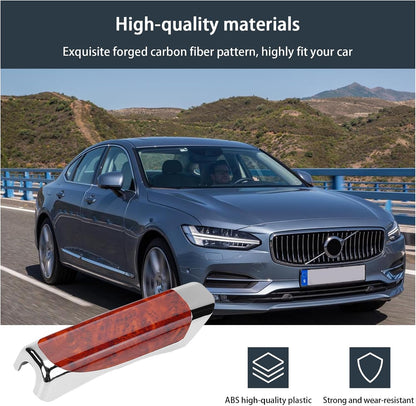 Car Handbrake Cover, 4.9" x 1.3" Universal Handbrake Decorative Cap, ABS Auto Comfortable Grip Handbrake Cover, Compatible with Most Vehicle Knob Handbrake Guards (Carbon Fiber Black)