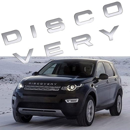 Premium DISCOVERY Car Emblem Letter Set | 3D Chrome Finish Sticker for Front & Rear Bonnet | Compatible with Land Rover Discovery | Waterproof & Durable Adhesive Badge