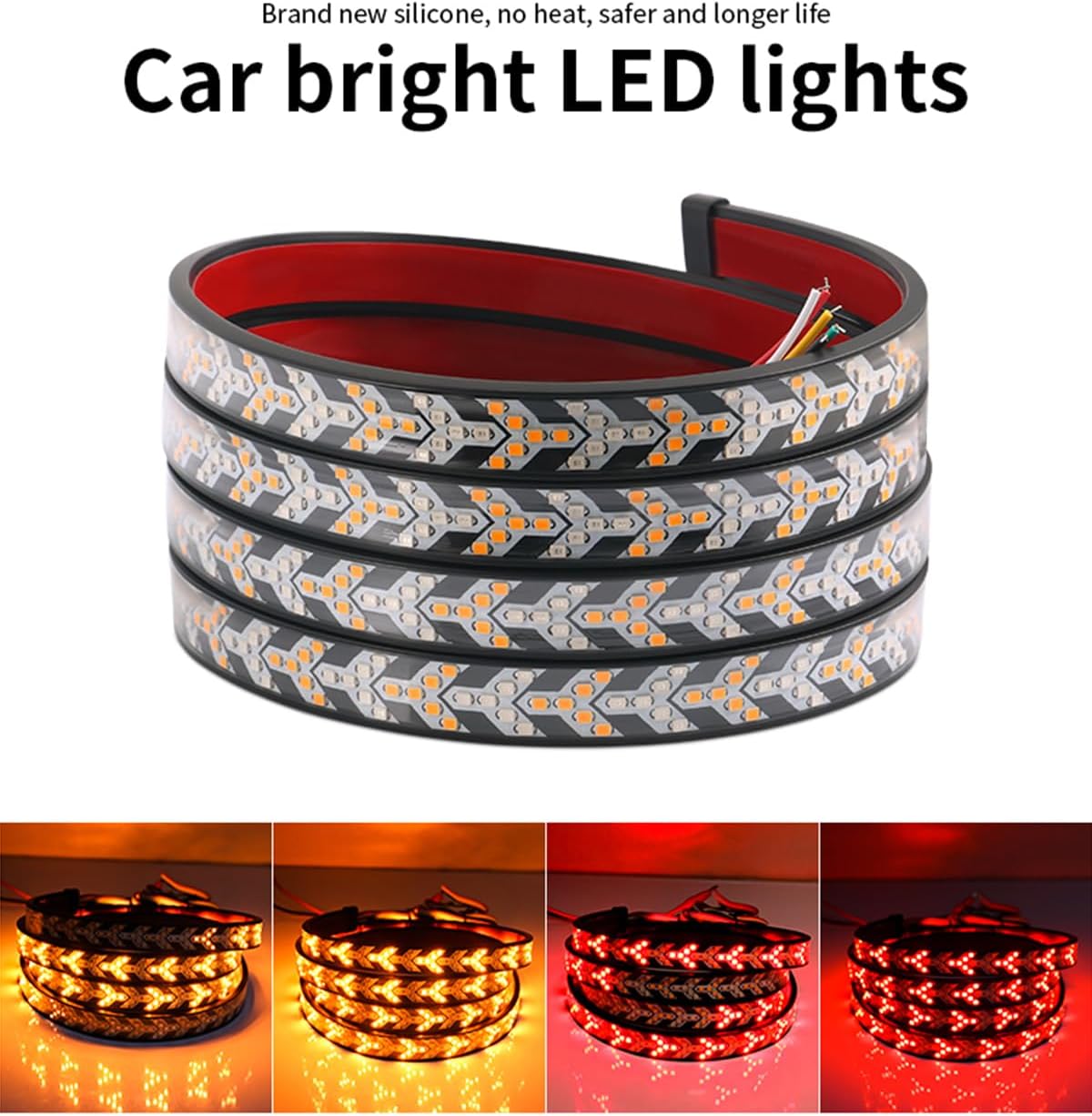 LED Pickup Truck Tail Light Strip,Truck Tailgate Dynamic Light Bar, 60" Flexible Flowing drl Strip Bar with Red Brake Amber Turning Signals Strobe Lights