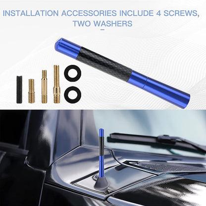 Universal Car Antenna Mast Carbon Fiber Truck Vehicle Replacement Short Antenna 4.7 inch Compatible with Ford, Dodge, Jeep, Toyota, Nissan, Mazda
