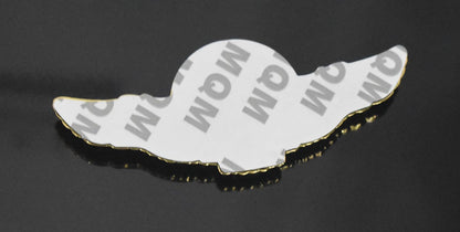 Winged King Crown Emblem Sticker for All Cars, Bikes, Metal (Silver with Red) Size: 11cm x 4.5cm x 2mm