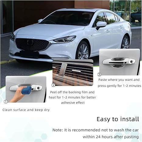 8PCS Car Handle Sticker, 3D Carbon Fiber Door Bowl Protective Film, Anti-Scratch Auto Paint Cover Guard, Universal Waterproof Decor Sticker for Cars (4 Handle + 4 Bowl)