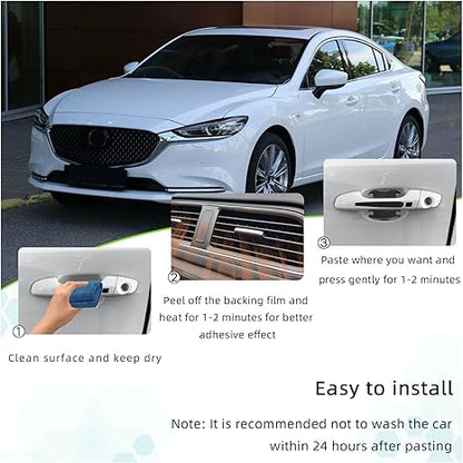 8PCS Car Handle Sticker, 3D Carbon Fiber Door Bowl Protective Film, Anti-Scratch Auto Paint Cover Guard, Universal Waterproof Decor Sticker for Cars (4 Handle + 4 Bowl)
