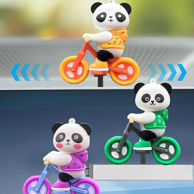 Ubxvamm Cycling Panda Car Ornament,Funny Sliding Moving Panda Car Dashboard Decorations Center Console Screen Toy