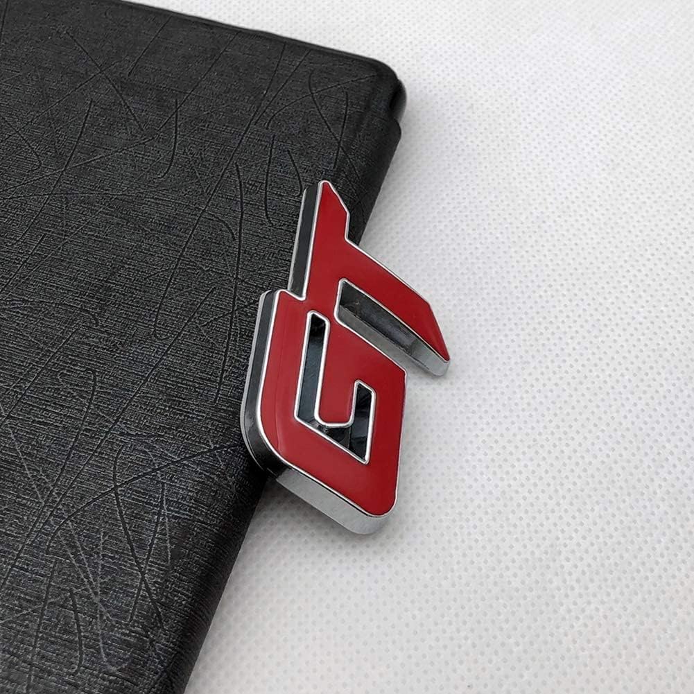 GT Car Badge 3D Logo Metal Emblem Automotive Sticker Decal Flexes to Cars, Motorcycles, Laptops, Windows, Any Smooth Surface 6 cm X 3.8 cm Red & Silver