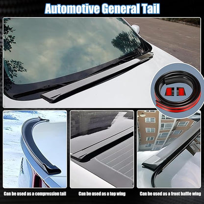 Caroxyen Car Rear Spoilers, Gloss Black Rear Trunk Boot Car Spoiler, Auto Lip Tail Wing, Tail Trunk Boot Roof Trim Sticker, PVC Soft Rubber Bar Spoilers Lip Kit