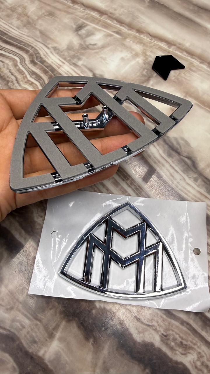 Luxury Maybach Logo Car Emblem Sticker – 3D Chrome Metal Badge Decal for Car Hood, Trunk, Grill & Body Decoration (Small/Large)