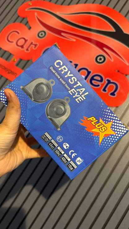 Crystal Eye Dual Tone Snail Horn for Car – 12V DC, 110dB Super Loud, 400Hz/500Hz High & Low Tone (Set of 2)