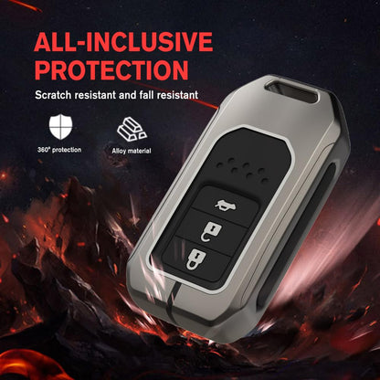 Caroxygen Metal Silicon Key Cover Compatible with Honda City, Civic, ,Elevate, Jazz, Amaze, CR-V, WR-V, 3 Button Smart Key