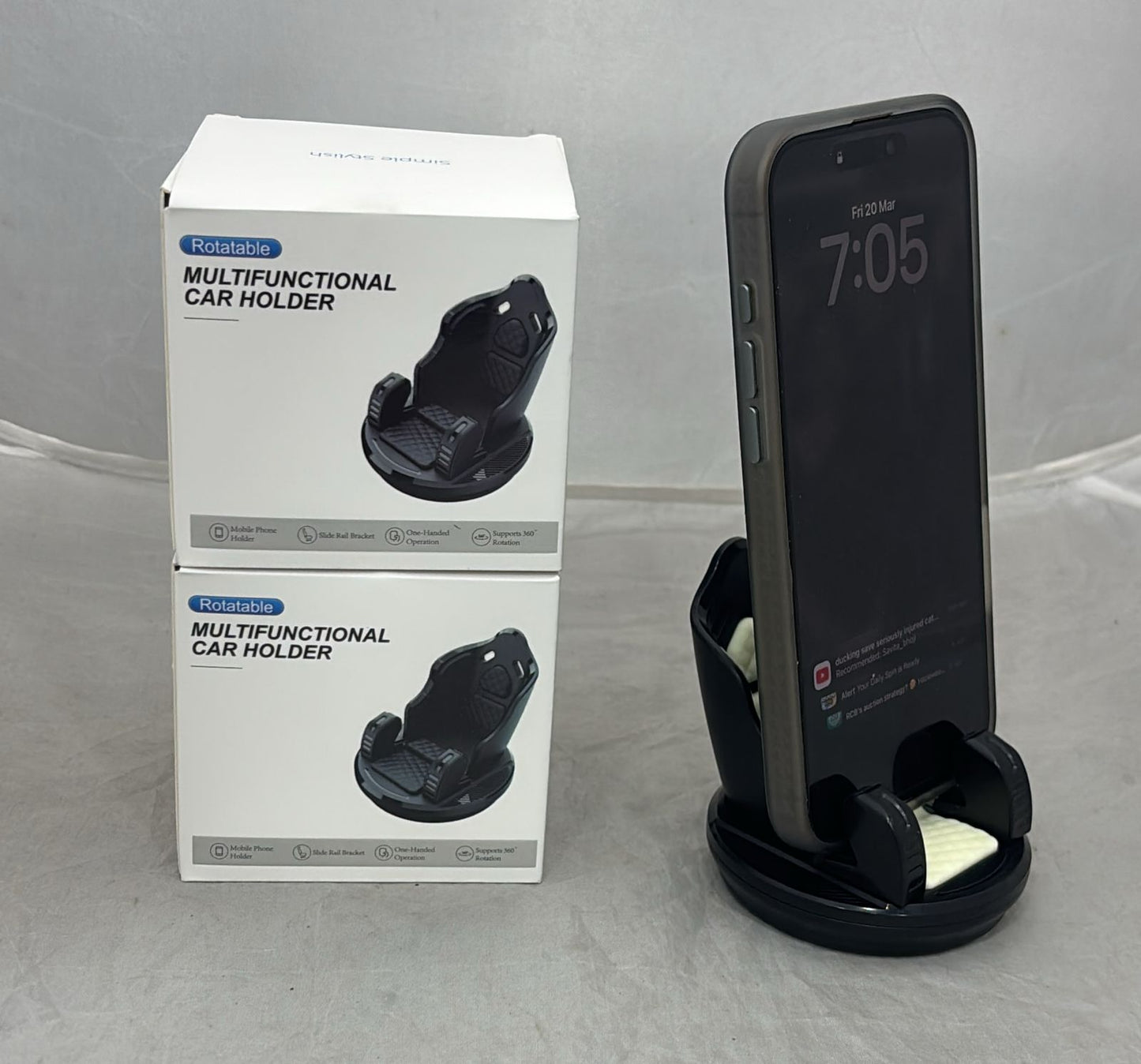 Rotatable Multifunctional Car Mobile Holder | 360° Adjustable Dashboard Phone Stand | Universal Smartphone Mount for Car Size-79x90x76mm
