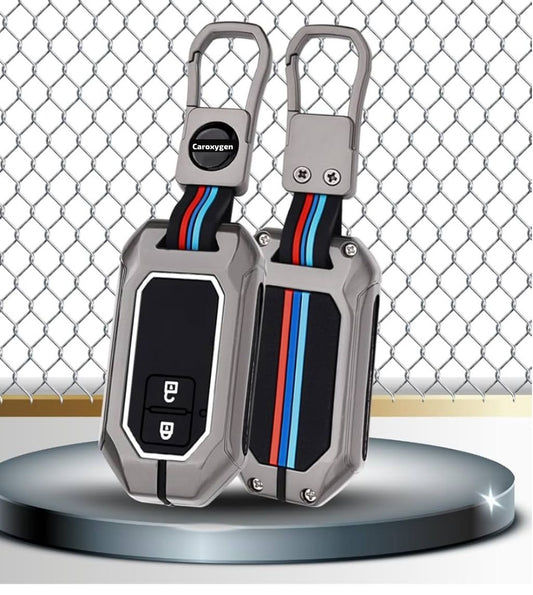 Keycept™ Metal Keycover for Suzuki Swift, Dzire, Ertiga, Grand Vitara, Celerio, Brezza, Fronx, Jimny, Ignis, Urban Cruiser, Rumion, Hyryder, E-Vitara 2 Button Smart Key with Keychain (Type M1).