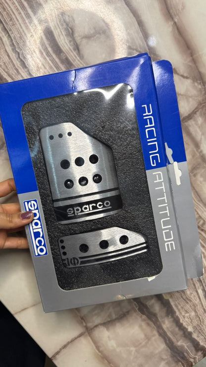 Sparco Racing Car Pedal Kit – Anti-Slip Aluminum Accelerator & Brake Pedal Pads | Universal Fit Automatic Cars