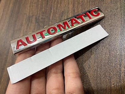 Car Oxygen 3D Premium Car Side Rear Trunk (Design: Automatic, Silver & Black  ,Silver & Red  ) Emblem Logo Badge Decals