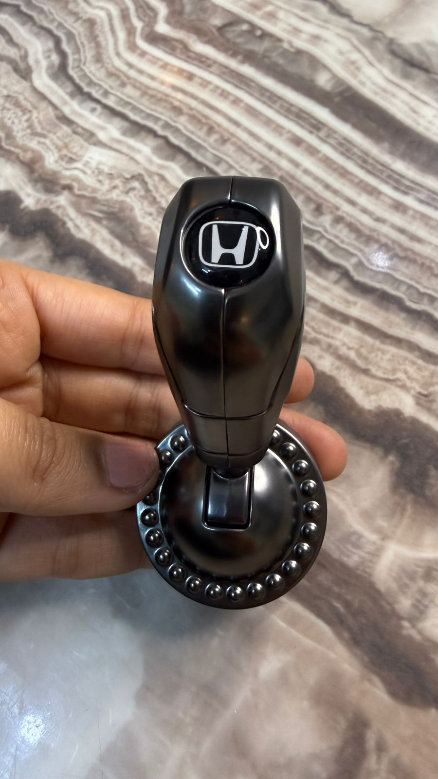 Engine Start Stop Button Cover & Steering Wheel Knob Cover | Premium Car Interior Accessories | Universal Fit | Stylish Black Finish
