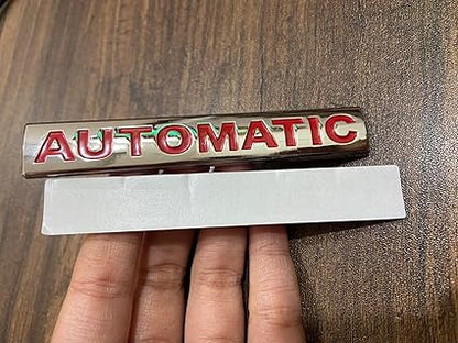 Car Oxygen 3D Premium Car Side Rear Trunk (Design: Automatic, Silver & Black  ,Silver & Red  ) Emblem Logo Badge Decals