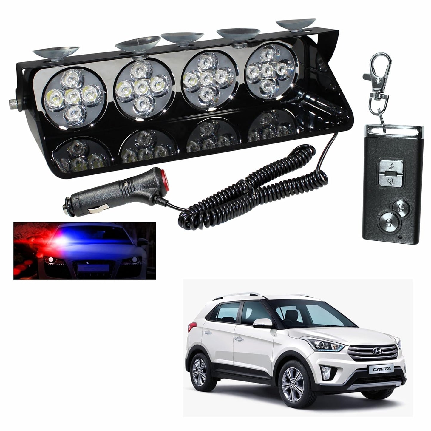 Car Oxygen-Red/Blue LED Car Dashboard Strobe Flasher Police Light 3 Modes For All Cars