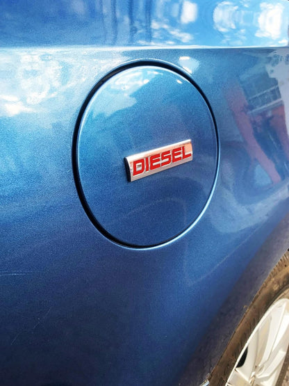 Diesel / Petrol Car Badge 3D Logo Metal Emblem Automotive Sticker Decal Flexes to Cars, Motorcycles, Laptops, Windows, Any Smooth Surface 7.5 cm X 2 cm Black & Red