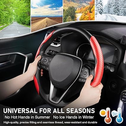 Steering Wheel Cover Carbon Fiber Steering Wheel Cover Car Steering Wheel Cover for Men/Women, Anti-Slip Comfortable Grip, Durable (Carbon Steering Grip)
