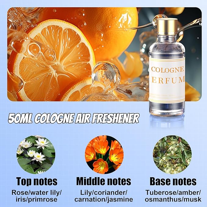 Smart Car Air Freshener, Car Air Freshener Diffuser with 3 Color Starry Sky Projection, Cars Scent Diffuser with RGB Music Syncing Light, 3 Mode Adjustable, Auto On/Off Cars Diffuser, 50ml Cologne