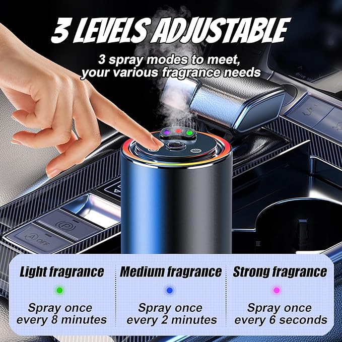 Smart Car Air Freshener, Car Air Freshener Diffuser with 3 Color Starry Sky Projection, Cars Scent Diffuser with RGB Music Syncing Light, 3 Mode Adjustable, Auto On/Off Cars Diffuser, 50ml Cologne