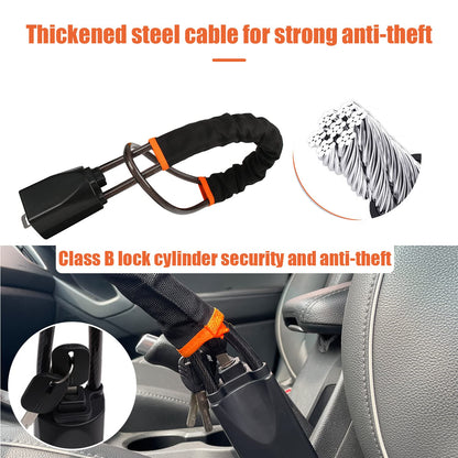 Car Steering Wheel Lock, Heavy Duty Safety Belt Buckle Attachment Steel Car Wheel Lock, Alloy Lock Core Steering Wheel Lock with 3 Keys Car Lock Anti Theft for Truck, SUV, Van, Hatchback