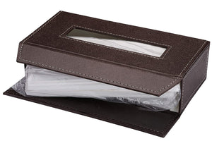 Car Dashboard Napkin Tissue Box Holder with Leatherette & 100 Tissue Paper (Black)